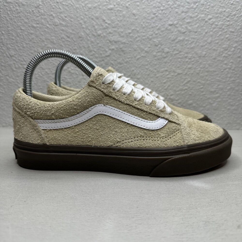 VANS Old Skool Hairy Suede Khaki Tan Brown Sneakers Shoes Womens 7